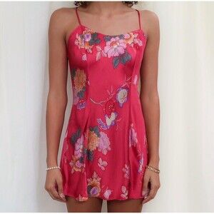 Victoria's Secret 1999 100% Silk Vintage Slip Gown- cherry pink size medium